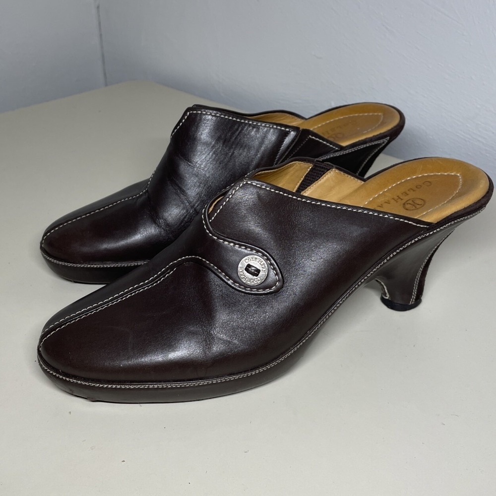 Cole Haan Country Size 9B Women's Brown Leather Open Back Clogs Mules